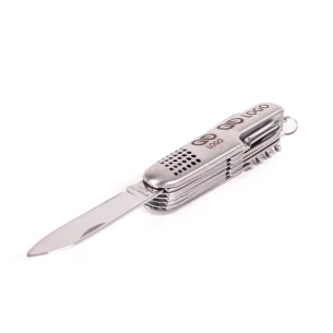 Oceľový 13-funkčný vreckový nôž - strieborný
