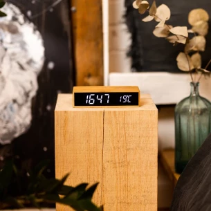 Indukčná nabíjačka Conti s hodinami a teplomerom - béžová